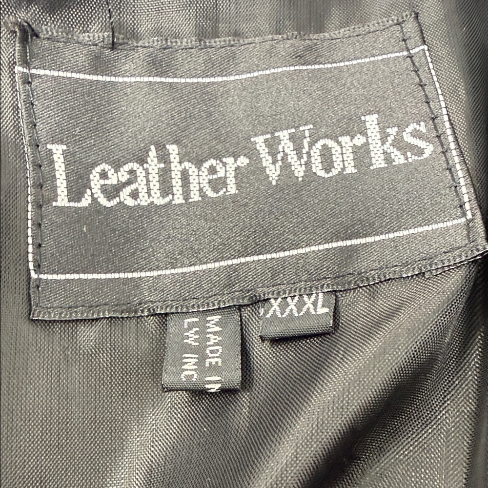 Leather Works Black Patchwork Leather Jacket Belt… - image 3